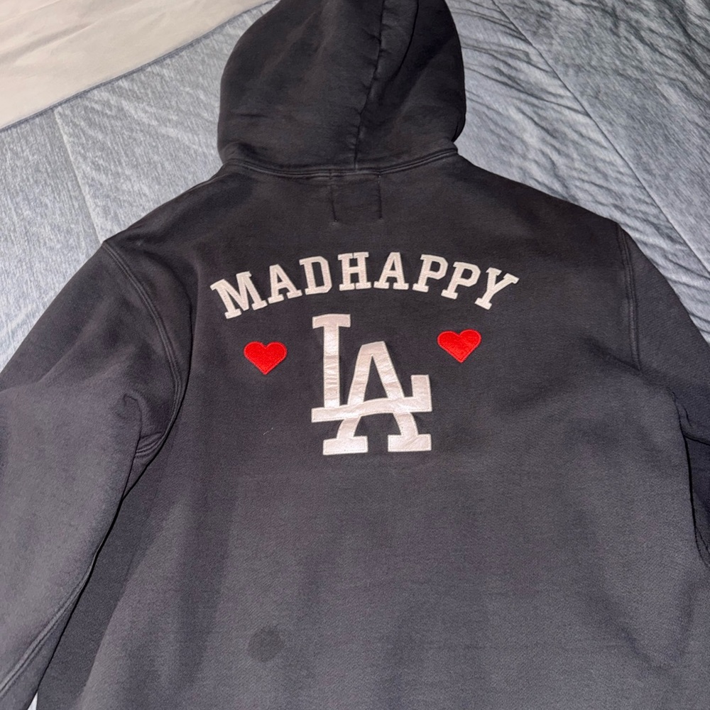 Madhappy Black LA Logo Hooded Sweatshirt with Red Heart Accents - Picture 4 of 5